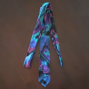 Retro 1990s Fluid abstract Tie SKINNY swirl
